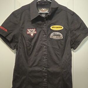Harley-Davidson Black Button Down Shirt with Patches